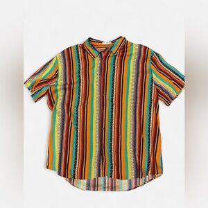 NWT Two-Sided Brand Men’s Retro Multicolor Button Up Short Sleeve Top Size 3XL